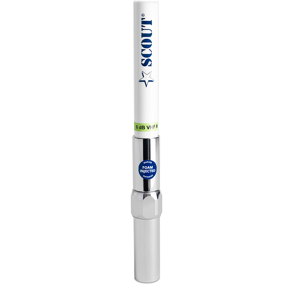 Scout 8' QuickFit White VHF Antenna w/5M Cable + FME Quick 6 Foam Filled 6db Solid Brass Copper Element