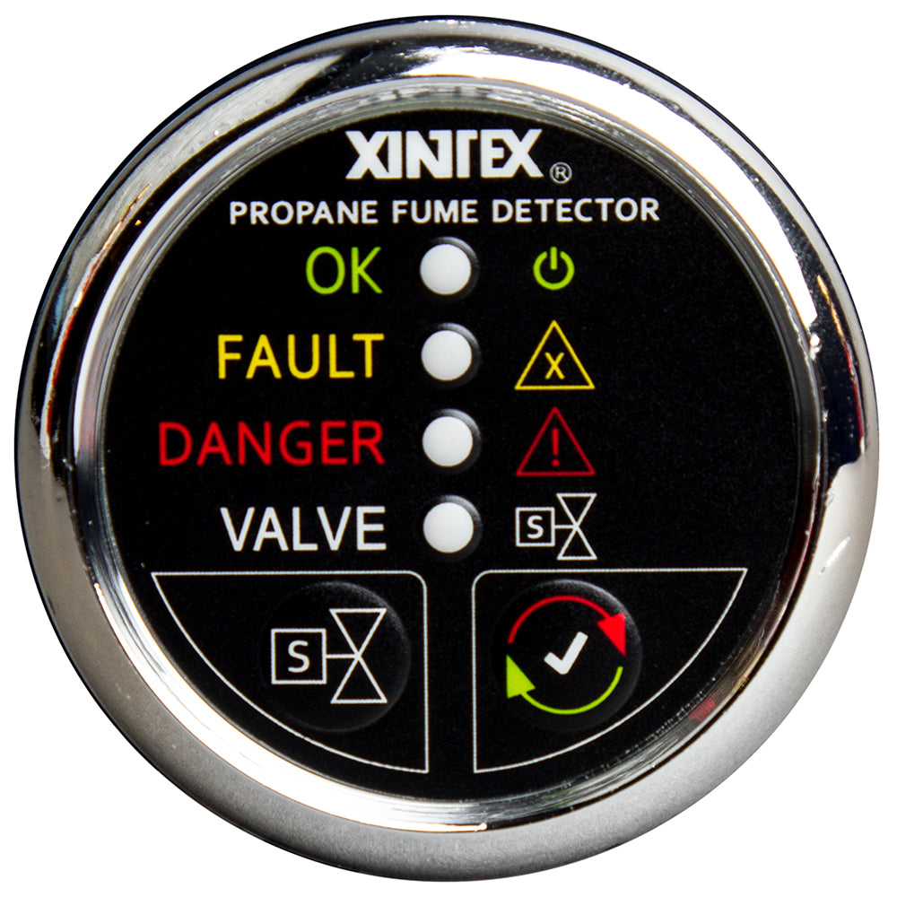 Fireboy-Xintex Propane Fume Detector w/Automatic Shut-Off Plastic Sensor - No Solenoid Valve - Chrome Bezel Display