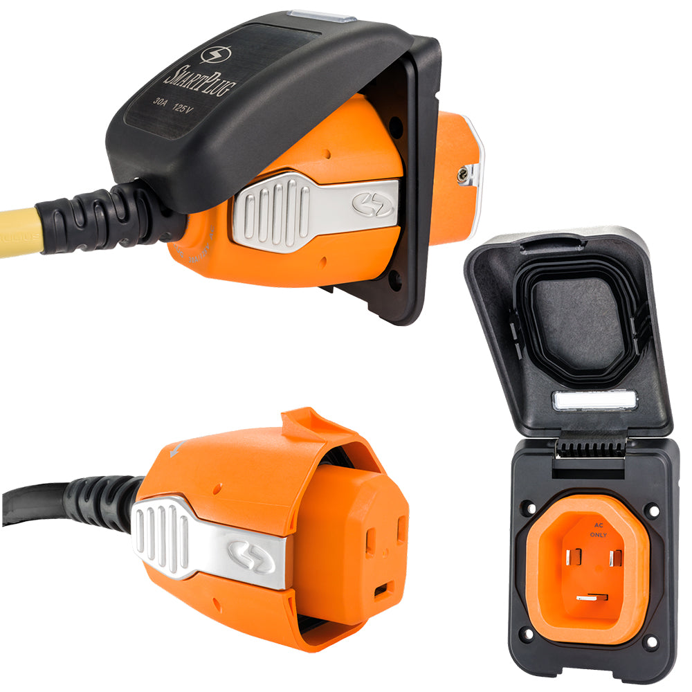 SmartPlug 30 AMP Inlet Female Cord Connector Combo - Black