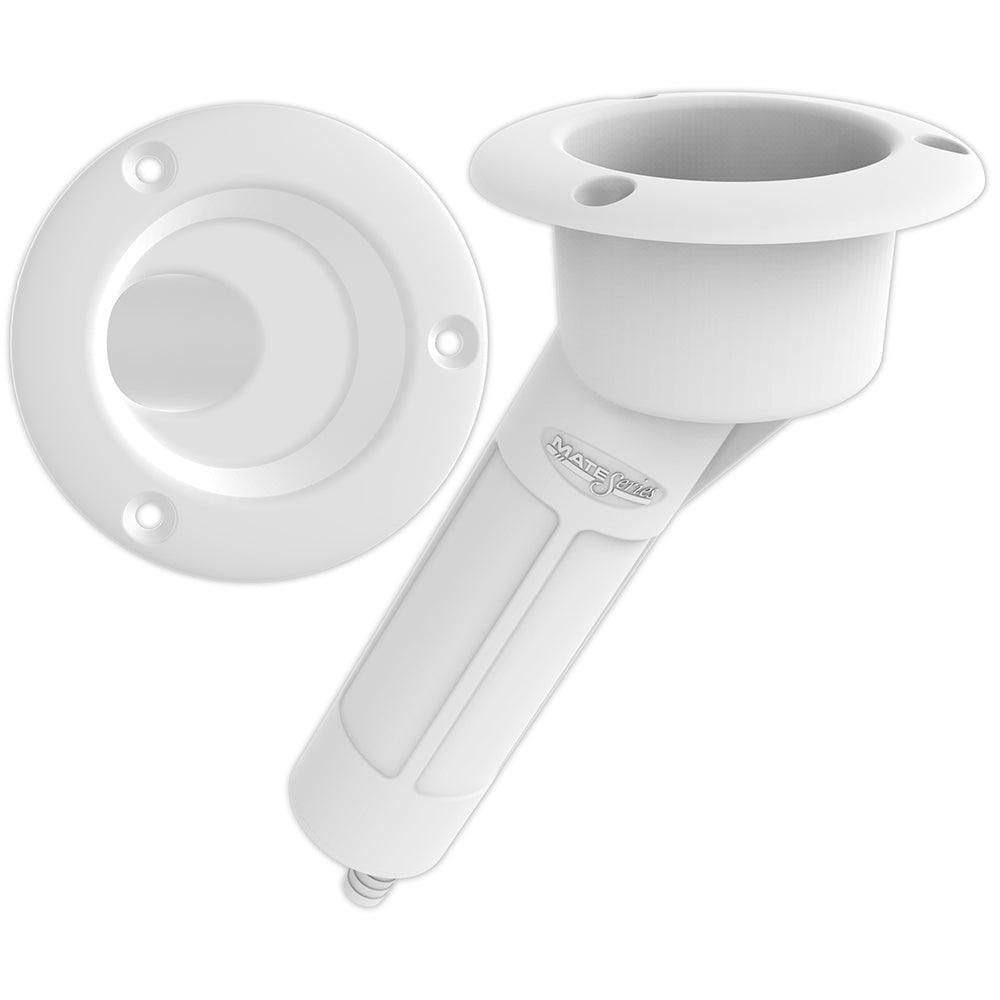 Mate Series Plastic 30 Rod Cup Holder - Drain - Round Top - White