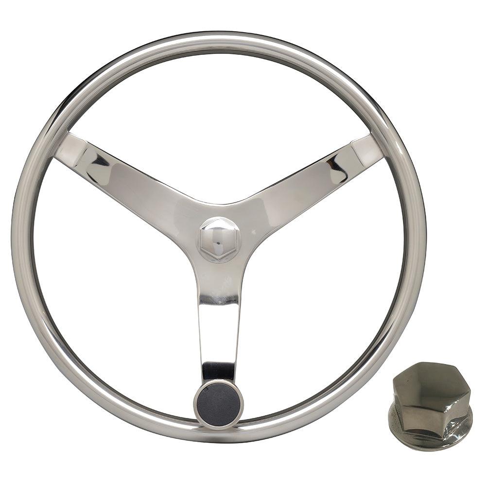 Uflex - V46 - 13.5" Stainless Steel Steering Wheel w/Speed Knob Chrome Nut