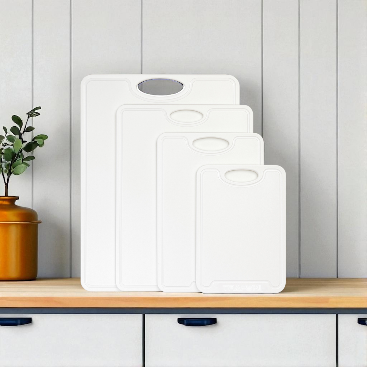 TRAPSKI 3/8 Inch Thick HDPE Cutting Boards | Food-Grade | Juice Grooves