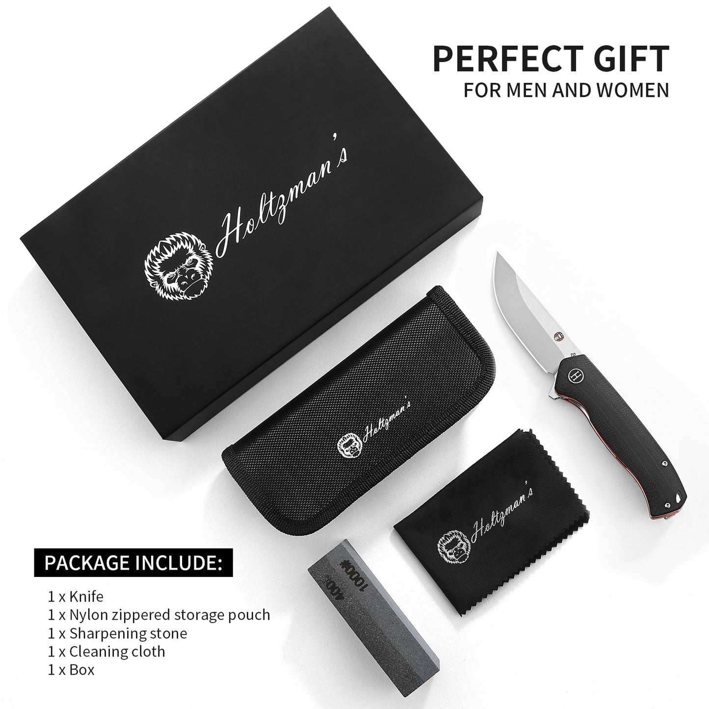 The Pathfinder Folding Pocket Knife Giftset for Men and Women (Silver and Red)