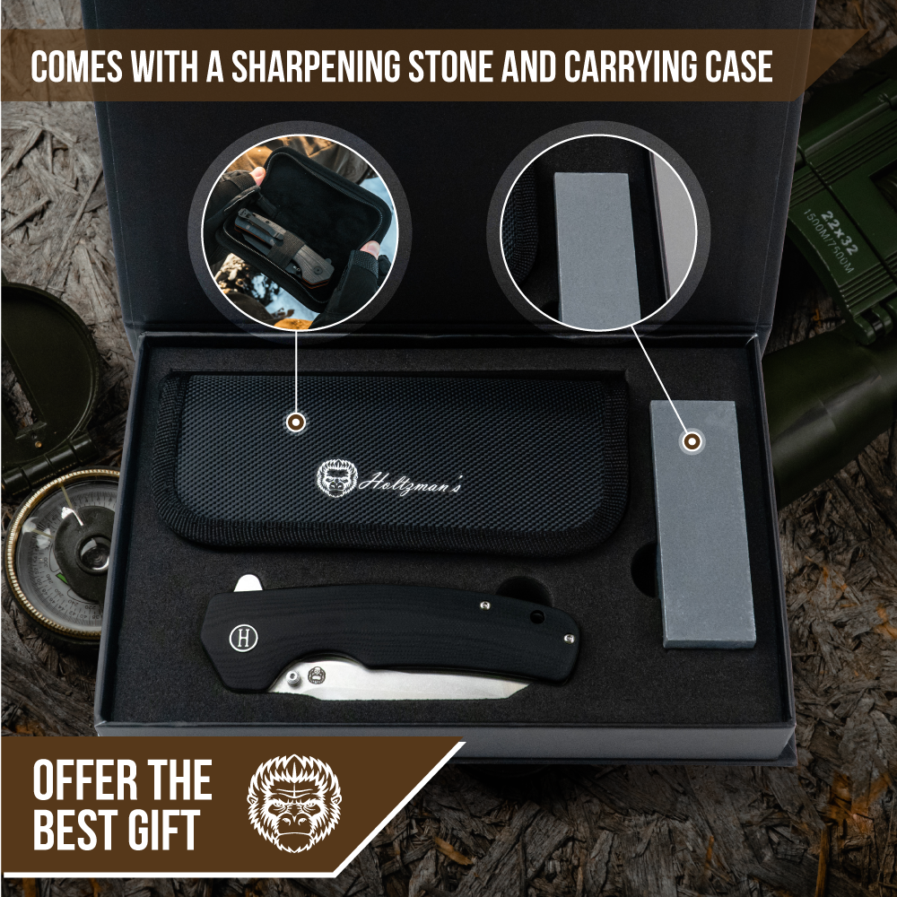 The Clip Point, Pioneer, Wild Trail Folding Pocket Knife Giftset Combo (Silver and Black)