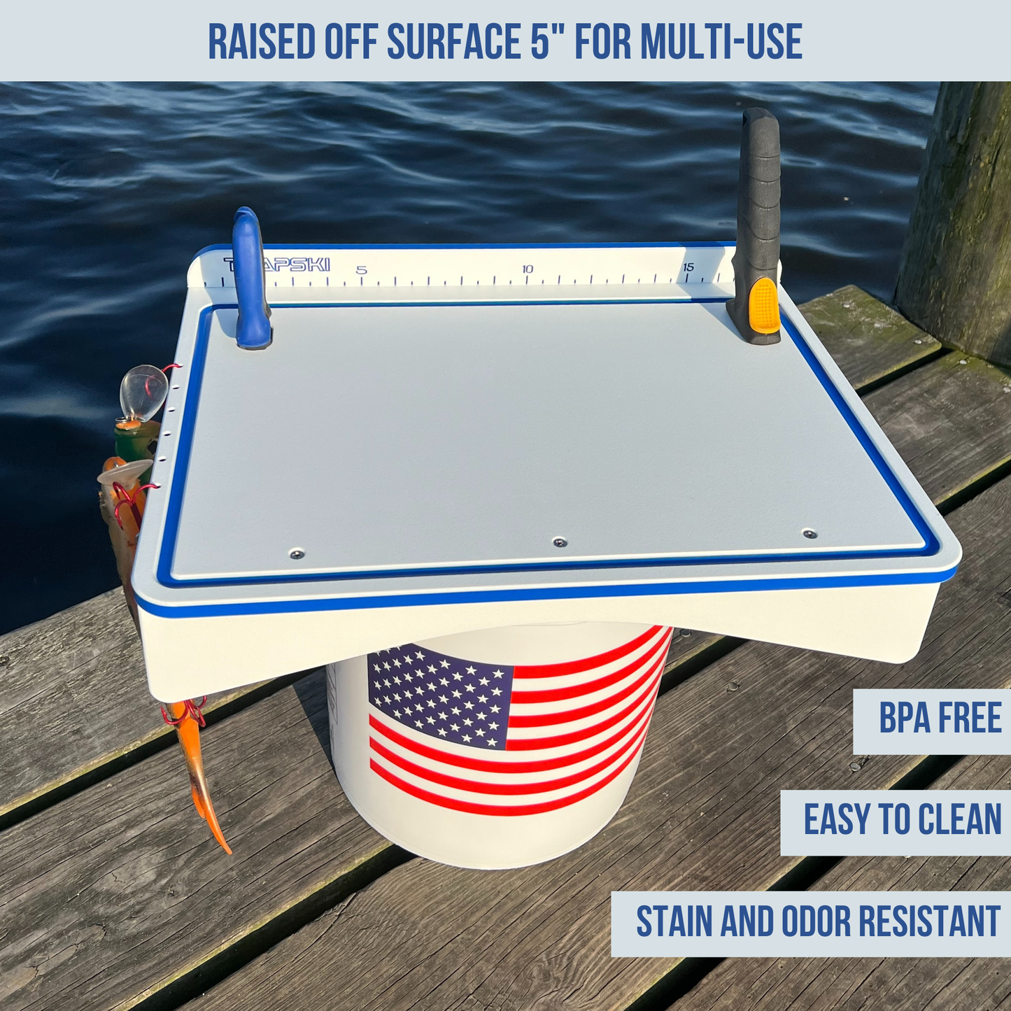 Made in the USA | Premium Single Bucket Raised 18" Fillet Table and Cutting Board