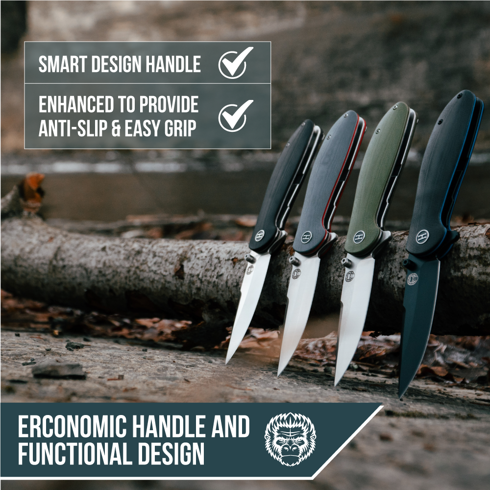 The Straight Back Folding Pocket Knife Giftset for Men and Women (Silver and Green)