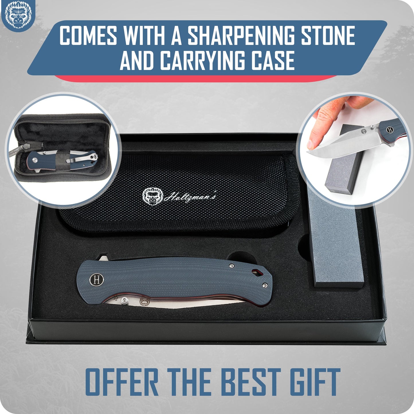 The Wrangler Folding Pocket Knife Giftset for Men and Women (Silver and Red)