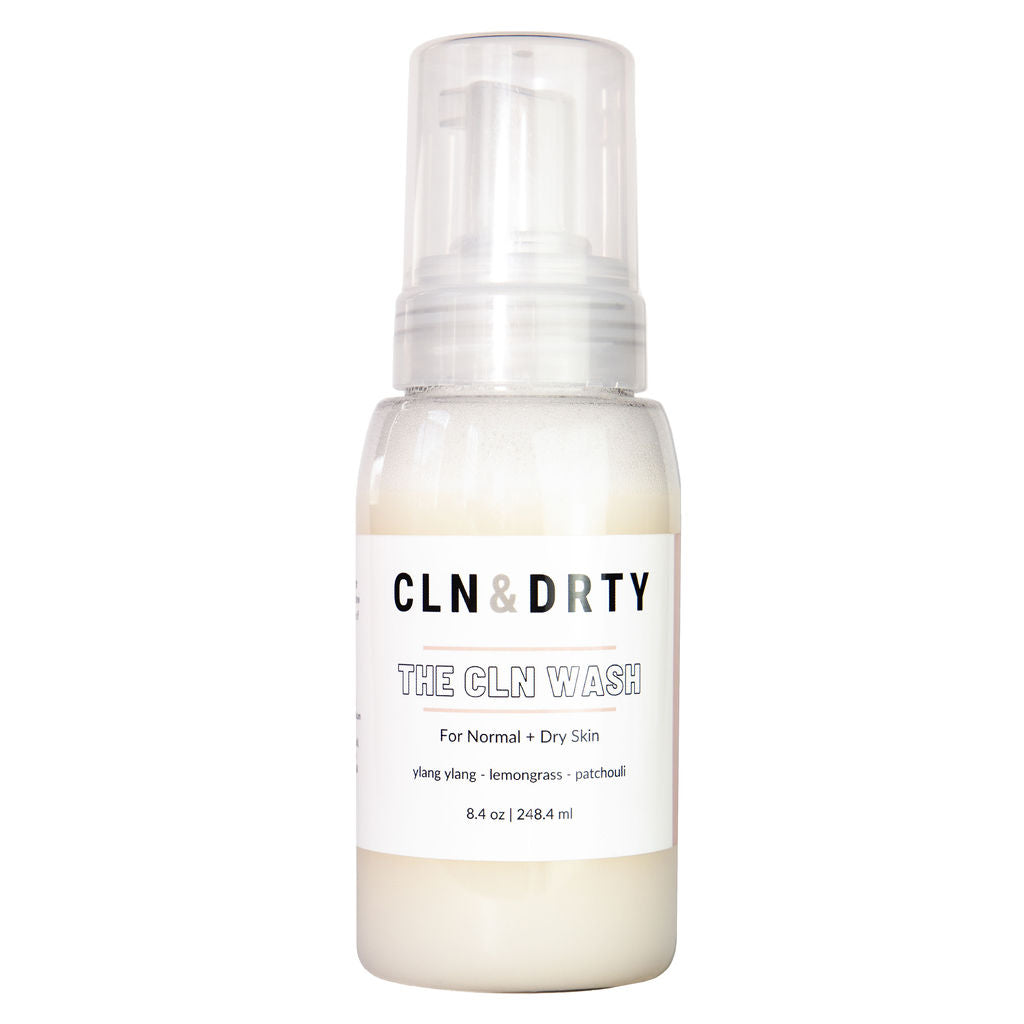 CLN Wash - Luxurious Foaming Face Wash with Patchouli & Ylang-Ylang, 8 oz - Perfect for Normal & Dry Skin