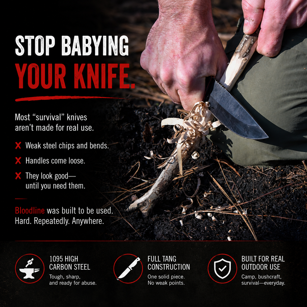 "The Bloodline" 1095 High Carbon Steel Bushcraft Survival Knife Gift Set