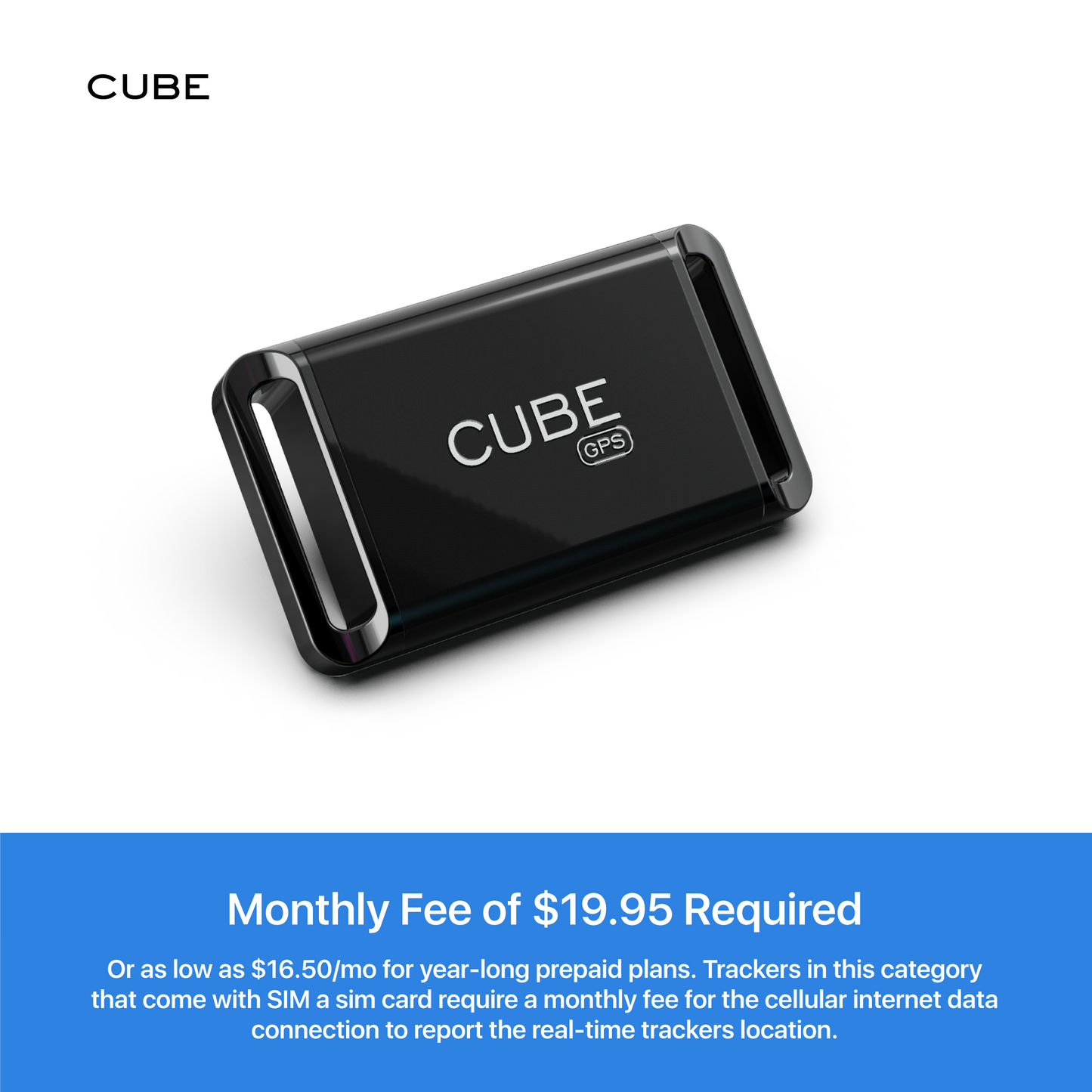 Cube GPS Tracker: Real-Time GPS Tracker | 4G LTE | Rechargeable Battery